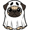 Funny Halloween Dog Pug Ghost Cartoon