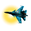 Blue Camouflage Fighter Plane Sun Circle