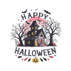 Pastel Haunted House Under Moon