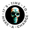 Neon Halftones Skull, Halloween, Rock, Biker