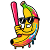 Cartoon Banana Playing Baseball