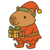 ✨ Christmas gnome Capybara with gift 🎁