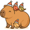 ✨ Capybara with Christmas Birds – Sweet & Peaceful