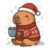 ✨ Cozy Capybara with Cocoa & Santa Hat