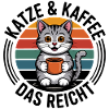 Kitten Coffee Retro Print