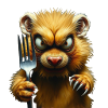 Horror-Hamster mit Gabel