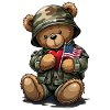 Camouflage bear with heart and flag