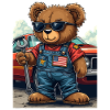 Bear mechanic in muscle car