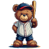 Teddy bear baseball hero on bat