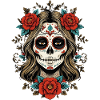 Sugar Skull Femme with Roses