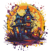 Maison hantée dans la lune d’Halloween