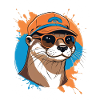 Otter in cap with sunglasses