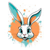 Rabbit head with paint splashes