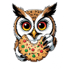 Owl with big biscuit illustration
