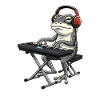 Frog with keyboard and headphones