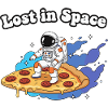 Astronaute sur une pizza dans l’espace