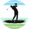Golf Silhouette im Retro Streifenkreis