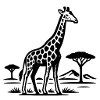 Giraffe silhouette in savannah look