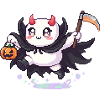 Pixel Halloween Demon with Jack-o-lantern