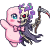 Kawaii Geist & Sensenmann Pixel Art Halloween