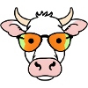 Cow with sunglasses cartoon