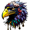 Bunter Adler mit hellen Federn