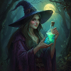 Forest Witch with Glowing Potion