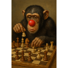 Chess monkey with red clown nose