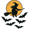 Flying Witch with Bats – Halloween Design