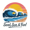 Retro Beach Wave Sunset