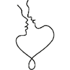 Kiss Faces Sketch – Romantic Lines Motif