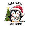 Clumsy penguin tangles Christmas tree