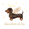 Dackel Engel Guardian of Joy Weihnachtsdesign