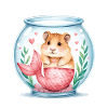 Hamster sirène - Art d’aquarium magique mignon