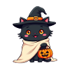 Halloween Cat with Halloween Pumpkin