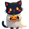 Halloween Cat with Halloween Pumpkin