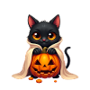 Halloween Cat with Halloween Pumpkin