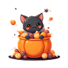Halloween Cat with Halloween Pumpkin