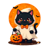 Halloween Cat with Halloween Pumpkin