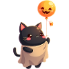 Halloween Cat with Halloween Pumpkin