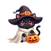 Halloween Cat with Halloween Pumpkin