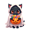 Halloween Cat with Halloween Pumpkin