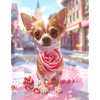 Candy Pup with Candy Cane