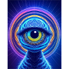 Neon Eye Ring Cosmic Hyperrealism