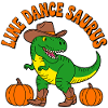 Cowboy dino with pumpkins
