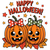 Cheerful pumpkins with bows