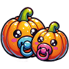 Funny Halloween pumpkins with pacifier