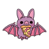 Cute Flying Vampire Bat With Pizza