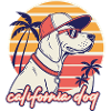 California Dog Sunset Retro