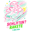 Neon Santa Claus Snowboard Rocket Santa